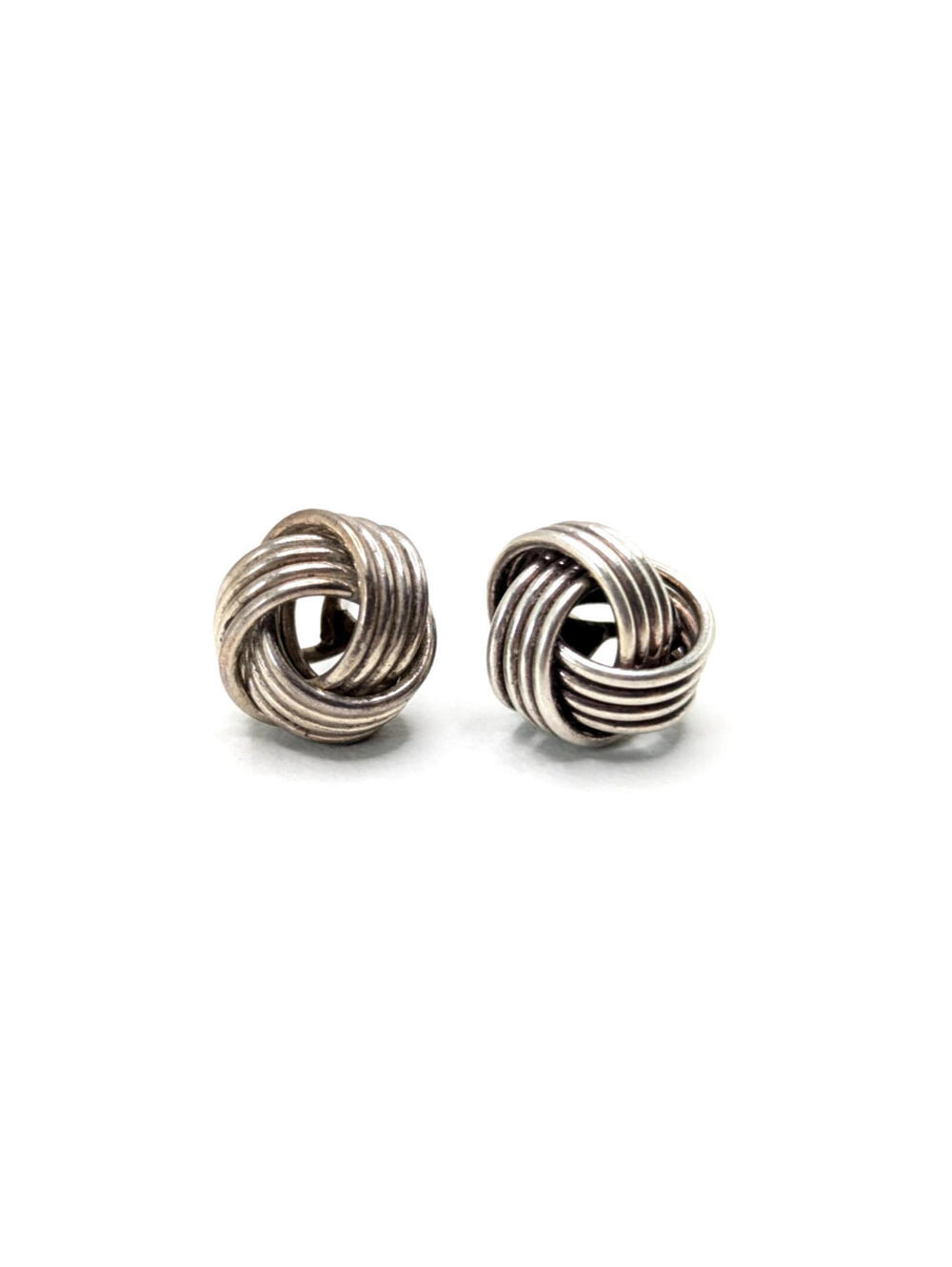Sterling Silver 925 Knot Stud Earrings Vintage Minimalist Ball Wire 10mm